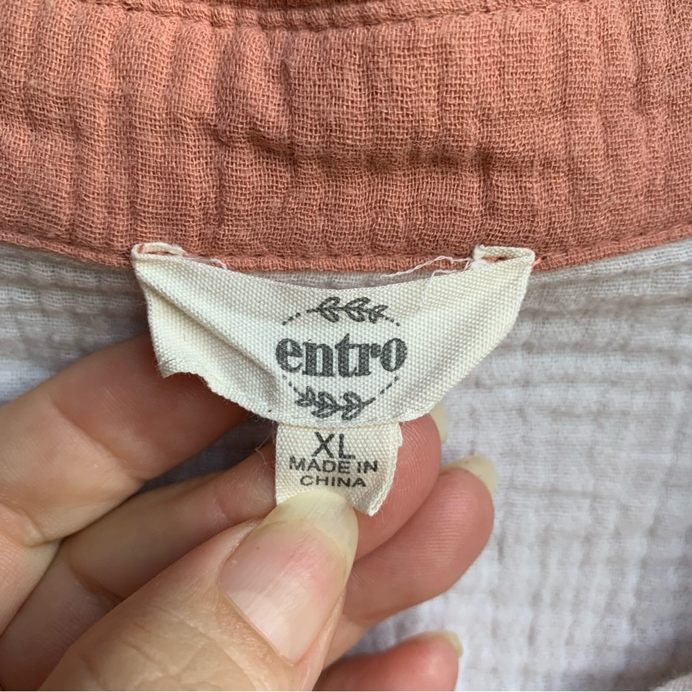 Entro Color Block gauze cotton Button Down - Picture 3 of 8